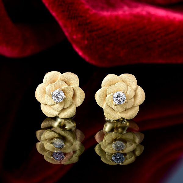 LUXURIANT SI-GH Labor Diamant Ohrringe, 925 Silber 750 Gelbgold Vermeil - 0,20 ct. image number 2