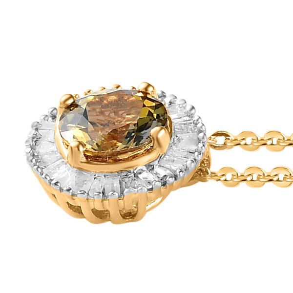 AA nat&uuml;rlicher, goldener Tansanit und Diamant-Anh&auml;nger mit 50cm Kette - 1,12 ct. image number 5