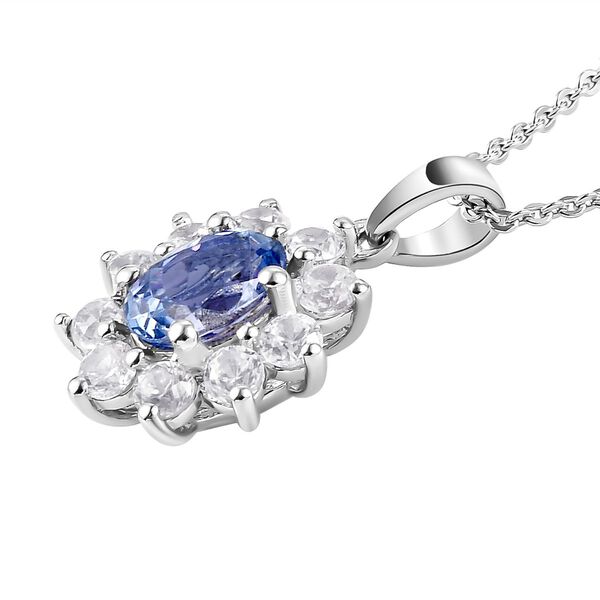 Tansanit und wei&szlig;er Zirkon-Anh&auml;nger mit Kette - 1,69 ct. image number 4