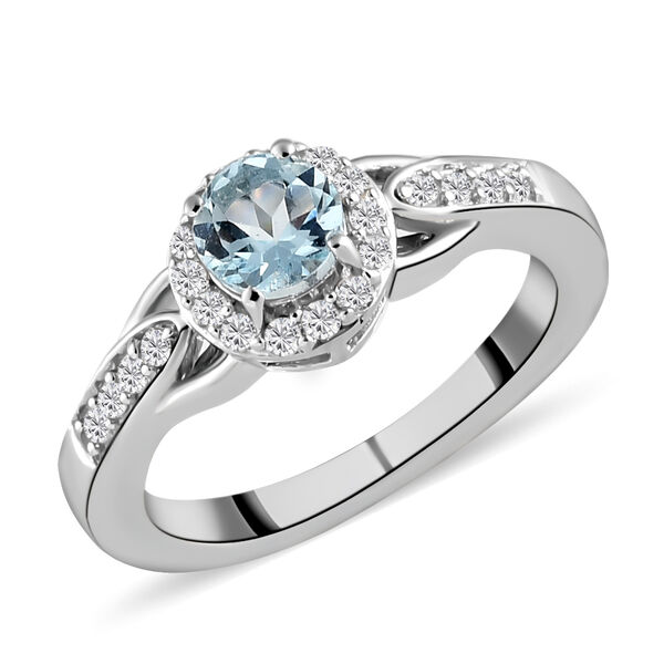 2er-Set, Espirito Santo Aquamarin und Zirkon-Ring mit Anh&auml;nger, 925 Silber platiniert ca. 1,37 ct image number 5