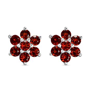 Rote Granat-Ohrringe, 925 Silber ca. 0,81 ct