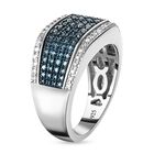 Blauer und weißer Diamant-Cluster-Ring, 925 Silber platiniert, 0,75 ct. image number 4
