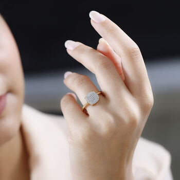 Wei&szlig;er Diamant P3 Ring 925 Silber Gelbgold Vermeil, ca. 0,01 ct.