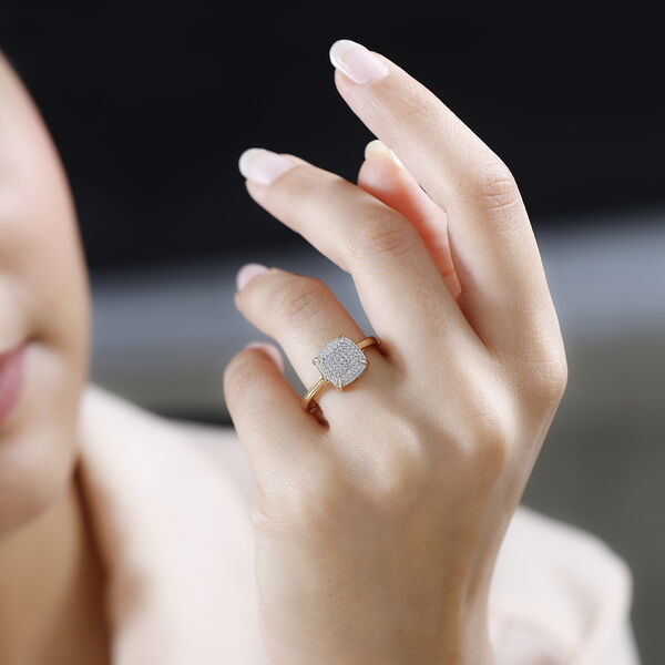 Wei&szlig;er Diamant P3 Ring 925 Silber Gelbgold Vermeil, ca. 0,01 ct. image number 2