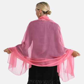 LA MAREY 2er-Set 110x180cm Seidenschal aus 100% Maulbeerseide mit Ohrringen, Rosa