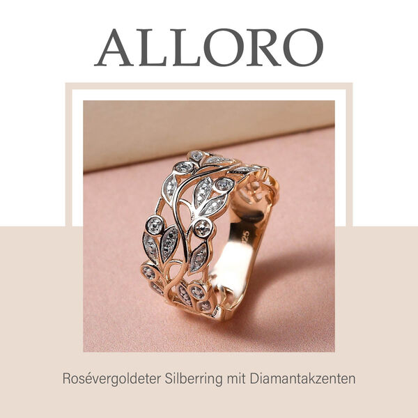 ALLORO Ring, Creolen und Anh&auml;nger mit Diamantakzenten, Silber ros&eacute;vergoldet image number 12