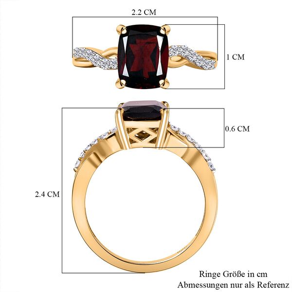 Nat&uuml;rlicher Mosambik Granat und Moissanit Ring, 925 Silber vergoldet (Gr&ouml;&szlig;e 20.00) ca. 2.89 ct image number 6