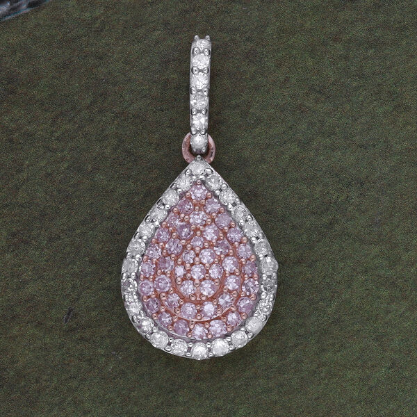 Nat&uuml;rlicher Rosa Diamant und Wei&szlig;er Diamant zertifiziert I1-I2 Anh&auml;nger 585 Ros&eacute;gold ca. 0,50 ct image number 2