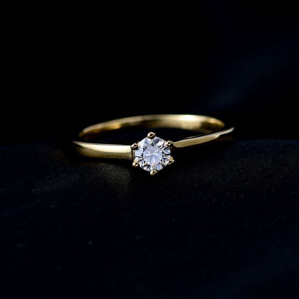 Moissanit Ring 925 Silber Gelbgold Vermeil (Gr&ouml;&szlig;e 20.00) ca. 0,24 ct image number 2