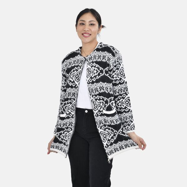 Unisize Cardigan, schwarz weiß gestreift image number 6