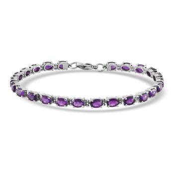 Afrikanisches Amethyst-Armband, ca. 20 cm, Edelstahl, ca. 10.13 ct