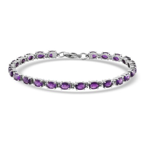 Afrikanisches Amethyst-Armband, ca. 20 cm, Edelstahl, ca. 10.13 ct image number 0