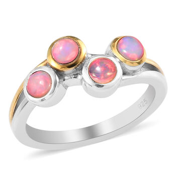 Nat&uuml;rlicher &Auml;thiopischer Opal Ring 925 Silber Bicolor  ca. 0,41 ct