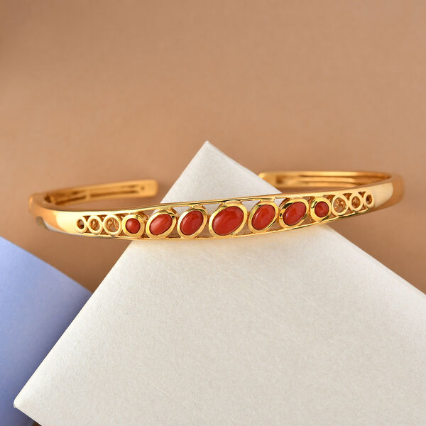 Koralle Armreif 19 cm 925 Silber vergoldet ca. 2,10 ct image number 2