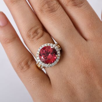 D'Joy Labor Padparadscha Saphir und Moissanit Ring - 9,22 ct.