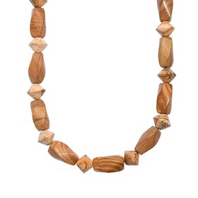 Erdnuss Holz Jaspis Halskette ca. 45 cm Nickelfreies Messing platiniert ca. 220.00 ct