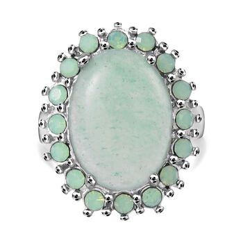 Gr&uuml;ner Aventurin, Neongr&uuml;ner Kristall Ring, Reiner Edelstahl, (Gr&ouml;&szlig;e 16.00), ca. 5.00 ct