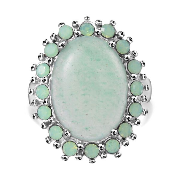 Gr&uuml;ner Aventurin und neongr&uuml;ner Kristall Ring, ca. 5,00 ct. image number 0