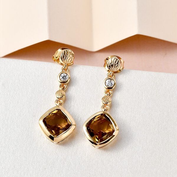 Champagner Triplett Quarz und Zirkon-Ohrhänger - 5,12 ct. image number 2