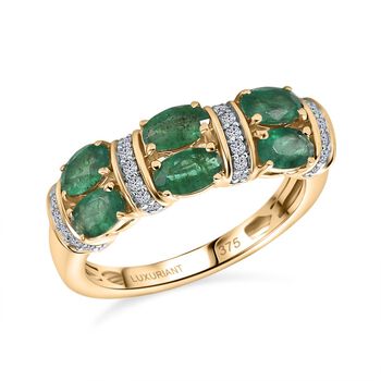 LUXURIANT DIAMOND- AAA Smaragd und Labor Diamant Ring in 375 Gold - 1,41 ct.