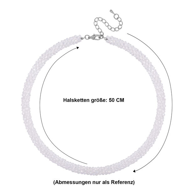 Simulierte mystische wei&szlig;e Kristall-Halskette, 50+5 cm image number 6