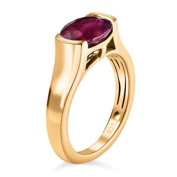 Afrikanischer Rubin (Fissure gef&uuml;llt) Ring, 925 Silber Gelbgold Vermeil (Gr&ouml;&szlig;e 16.00) ca. 2.56 ct image number 5