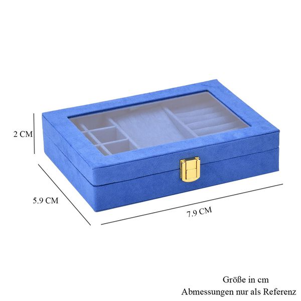 Samt Schmuckbox mit 5 Silberputztüchern, 20x15x5cm, Blau image number 9