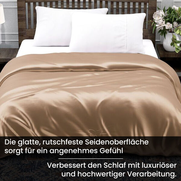 Serenity Night Seidendecke aus 100% Maulbeerseide mit 500gsm Kunstdaunenf&uuml;llung, 135x200cm, Beige image number 6