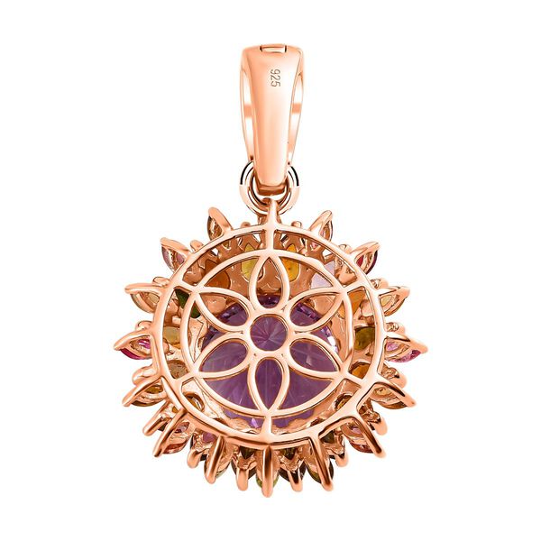 Hanabi Schliff - Rose De France Amethyst und mehrfarbiger Turmalin-Anh&auml;nger - 14,22 ct. image number 4