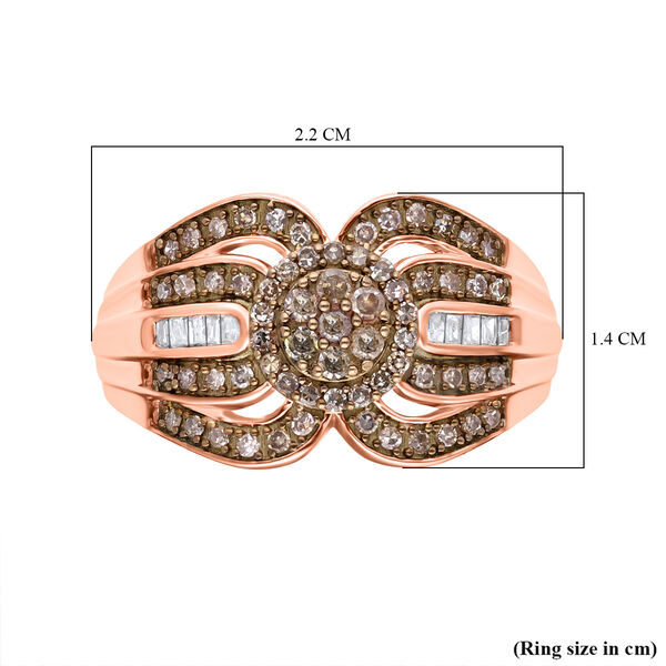 Nat&uuml;rlicher Champagner Diamant Ring, 925 Silber Ros&eacute;gold Vermeil (Gr&ouml;&szlig;e 18.00) ca. 0.50 ct image number 6