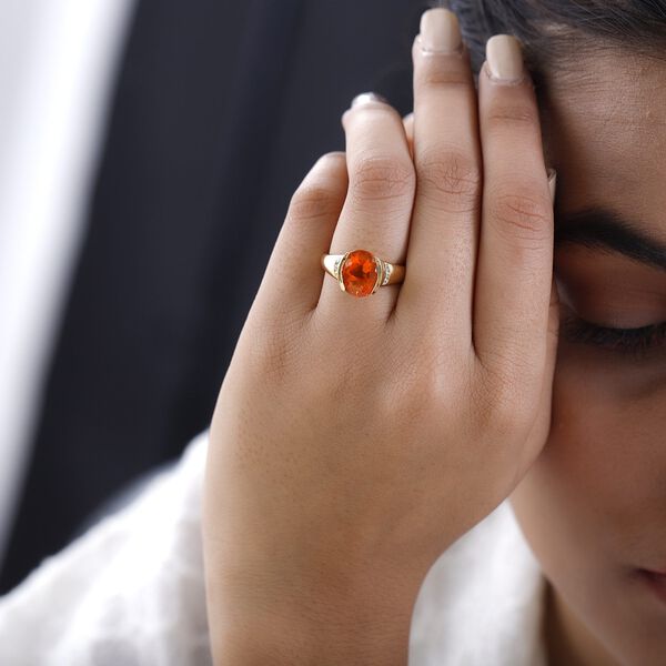 Brasilianischer Feueropal und Zirkon-Ring - 2,50 ct. image number 3