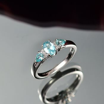 Djoy AA Betroka Blauer Apatit Ring 925 Silber rhodiniert (Gr&ouml;&szlig;e 20.00) ca. 0.92 ct