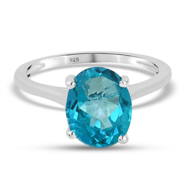 Paraiba Farbe Quarz Solit&auml;r-Ring, 925 Silber  ca. 2,43 ct