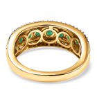 Kagem Sambischer Smaragd, Weißer Zirkon Ring, 925 Silber Gelbgold Vermeil (Größe 21.00) ca. 1.45 ct image number 5