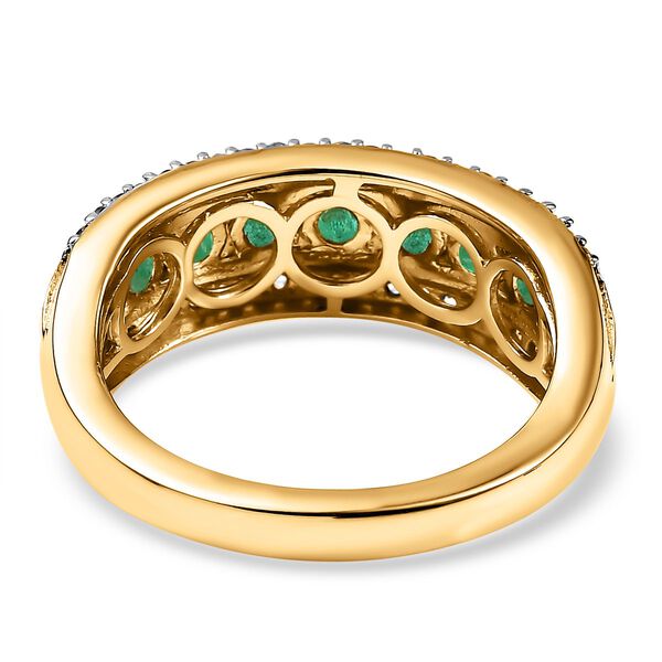 Kagem Sambischer Smaragd, Weißer Zirkon Ring, 925 Silber Gelbgold Vermeil (Größe 21.00) ca. 1.45 ct image number 5