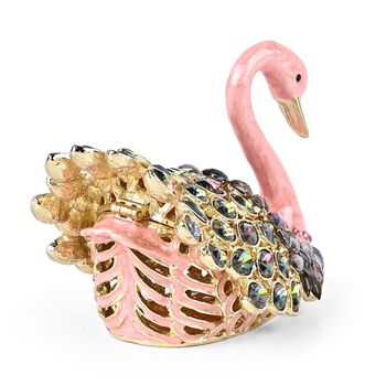 Dekorative Schmuckdose mit Schwanmotiv, 3,3x5,9x6,7cm, Rosa