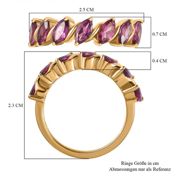 Rhodolith Granat Ring 925 Silber Gelbgold Vermeil (Größe 17.00) ca. 2,14 ct image number 7
