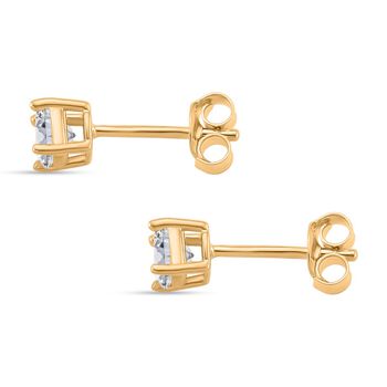 RADIANTA GRA zertifiziert Moissanit (D-VVS) Ohrringe 925 Silber 750 Gelbgold Vermeil ca. 0.89 ct