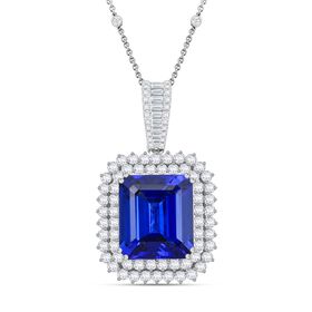 Chairman's Vault Collection - zertifiziert und geprüft RHAPSODY AAAA Tansanit und VS-EF Diamant Anhänger mit 45cm Kette in 950 Platin - 21,55 ct.