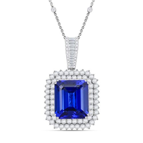 Chairman's Vault Collection - zertifiziert und geprüft RHAPSODY AAAA Tansanit und VS-EF Diamant Anhänger mit 45cm Kette in 950 Platin - 21,55 ct. image number 0