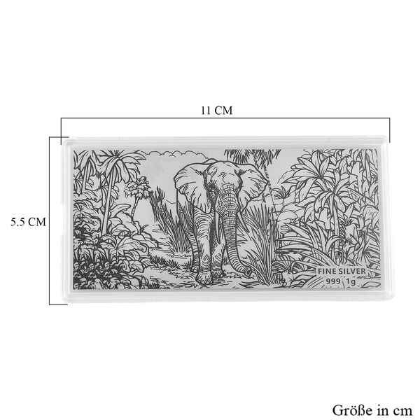 999er Silberfolie mit Elefantenmotiv, 1 Gramm image number 4