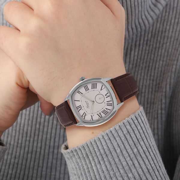 GENOA Limitierte Auflage Miyota Japanese Movement Uhr mit Echtlederarmband - Braun image number 3