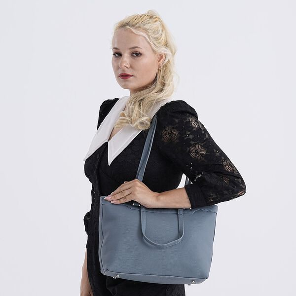 Leder-Shopper mit Doppelhenkel, 30x12x23 cm, Marineblau image number 3
