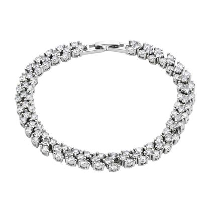 Wei&szlig;er Zirkonia Armband ca. 19 cm Nickelfreies Messing, Silberfarben