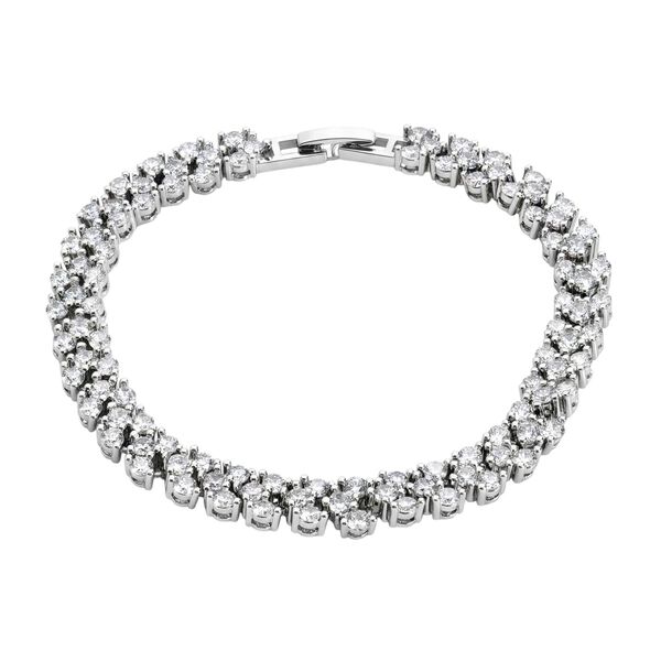 Wei&szlig;er Zirkonia Armband ca. 19 cm Nickelfreies Messing, Silberfarben