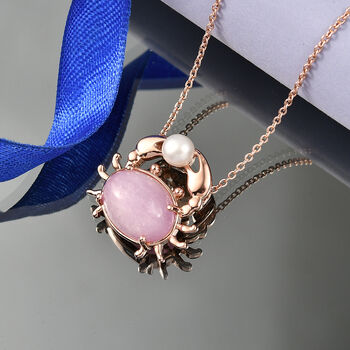 EverTrue Kunzit und S&uuml;&szlig;wasser Perle Anh&auml;nger mit 50cm Kette