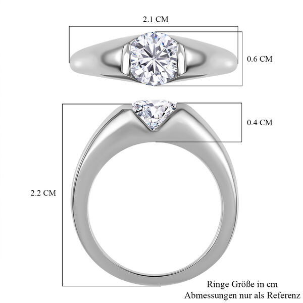 Moissanit Solit&auml;r Ring in platiniertem Silber - 0,76 ct. image number 9
