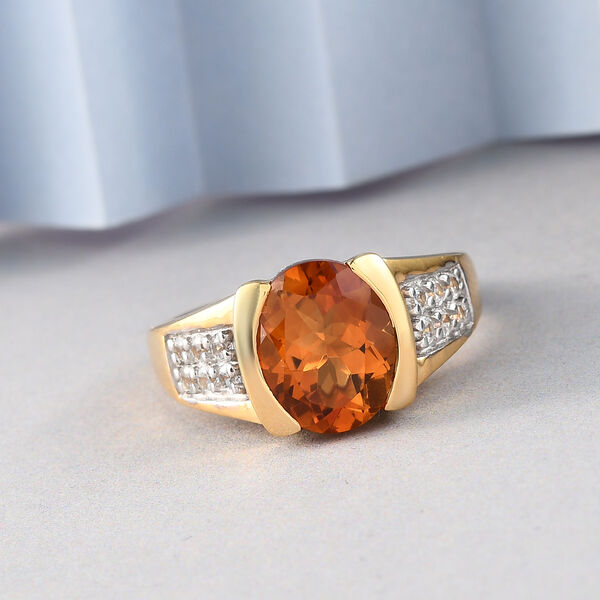 Madeira Citrin und Zirkon Ring 925 Silber vergoldet  ca. 2,82 ct image number 2