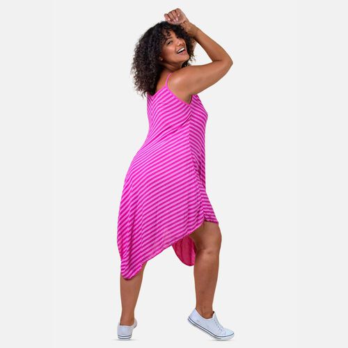 Gestreiftes Sommerkleid mit Saum, One Size, Rosa image number 1