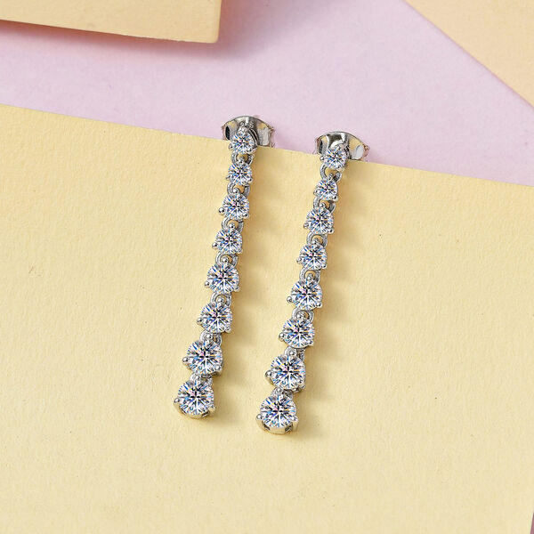 Moissanit Ohrringe 925 Silber platiniert ca. 2.36 ct image number 1